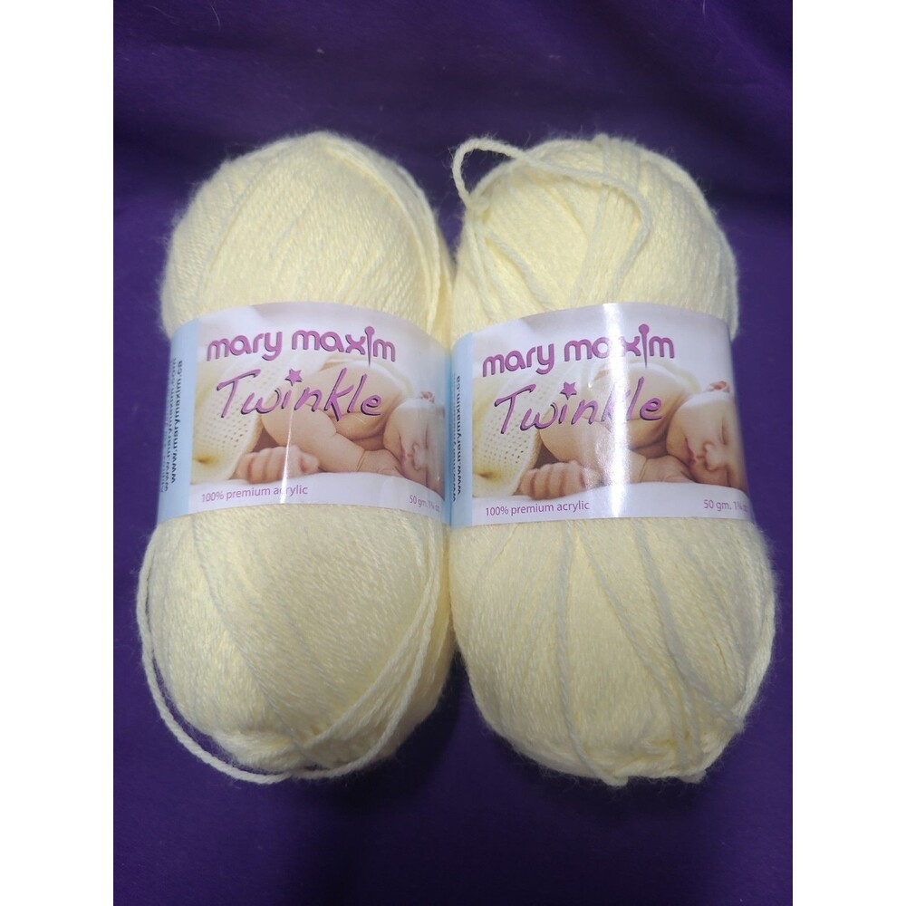 Lot of 2 skeins Mary Maxim Twinkle 100% Acrylic 1 3/4oz Yellow